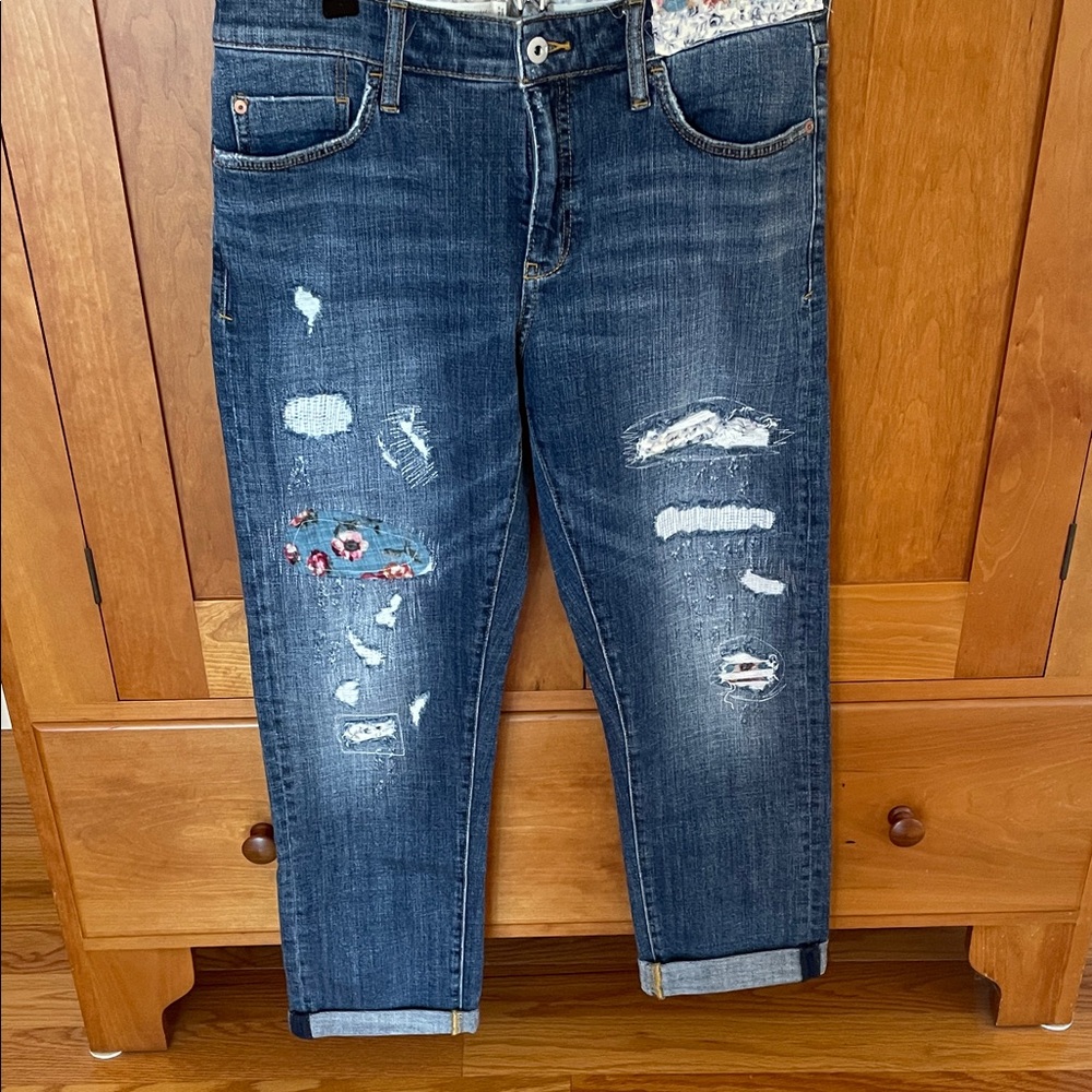 Pilcro Distressed Dark Wash Cropped Jeans